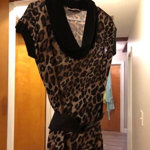 Leopard print long sweater